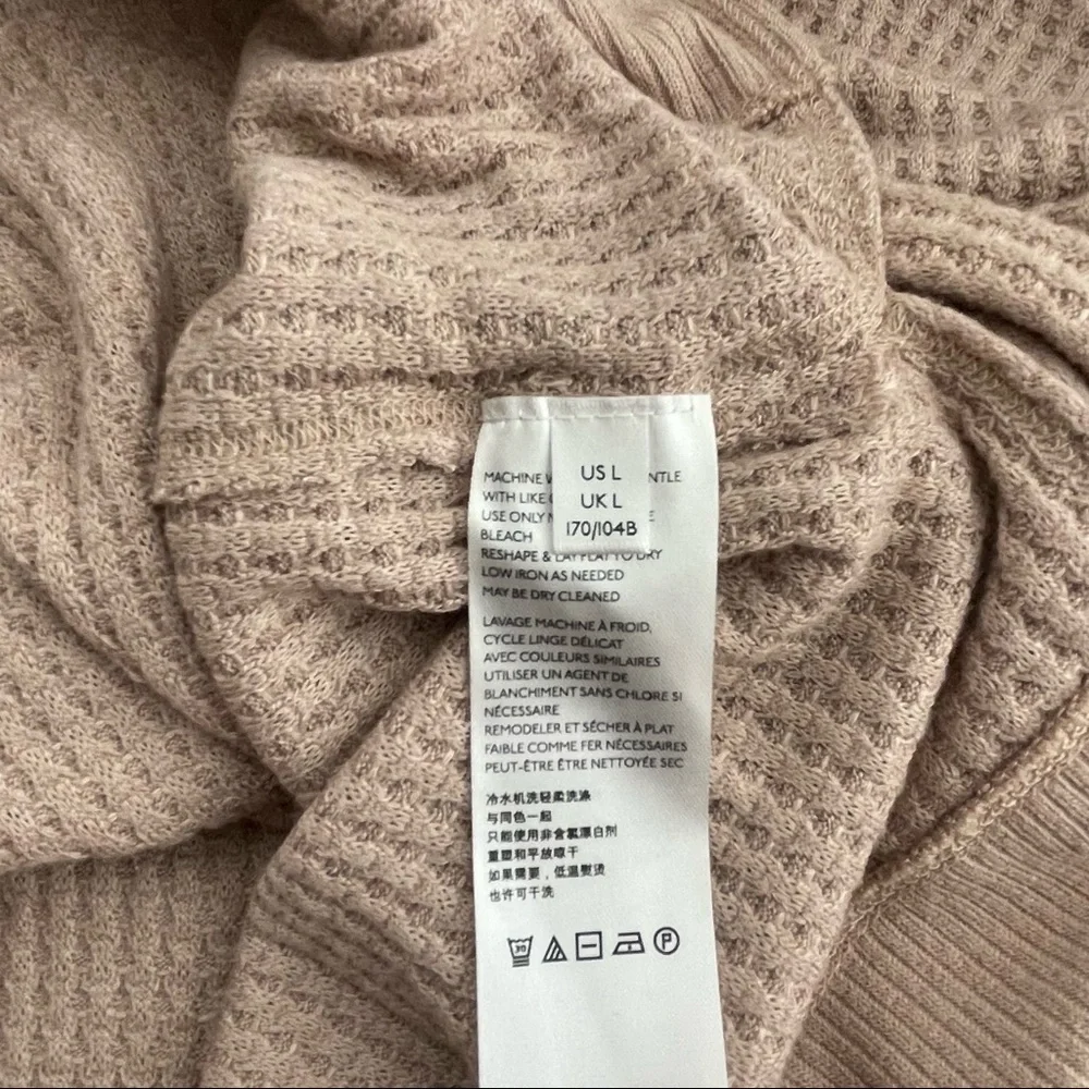 Free People Sand North Shore Thermal Knit Tunic Top  Oversized Sz L